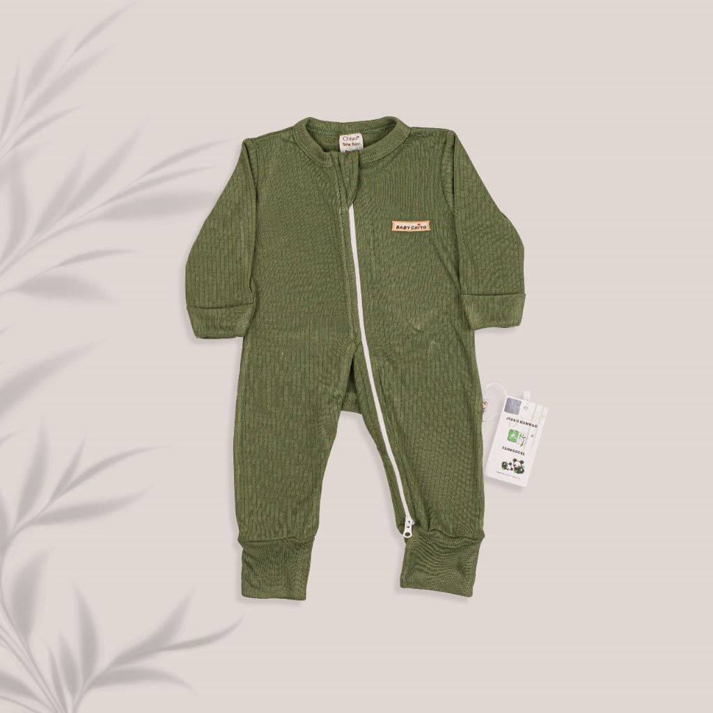 [TOMS] [0-3bln] CHIYO BABY (1pcs) Jumper Panjang Zipper Sleepsuit 2in1 BAMBOO FIBER