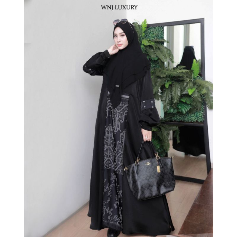 Gamis Embroidery CIRCUS Dress Flowy by WNJ Hijab Hitam Putih Haji Umroh