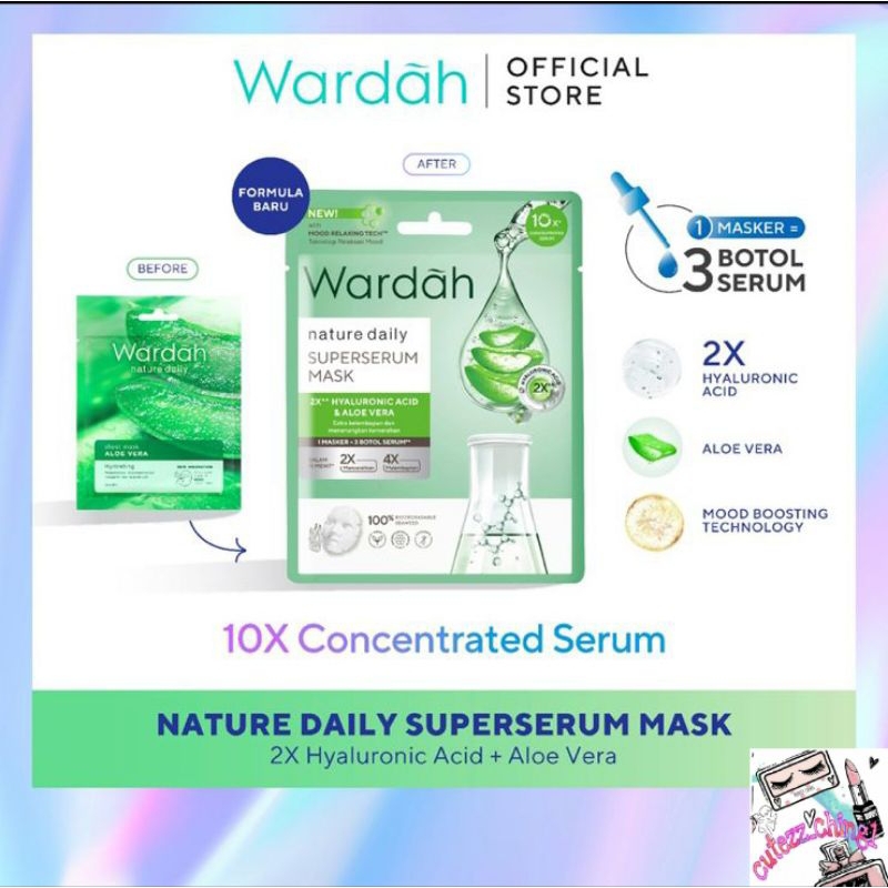 ☃️Cutezz_Ching1☃️Wardah Nature Daily SuperSerum Mask 20 ml - Mask Aloe Vera Menyegarkan