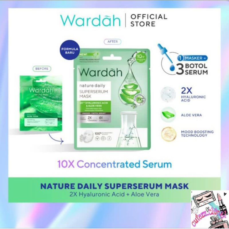 ☃️Cutezz_Ching1☃️Wardah Nature Daily SuperSerum Mask 20 ml - Mask Aloe Vera Menyegarkan