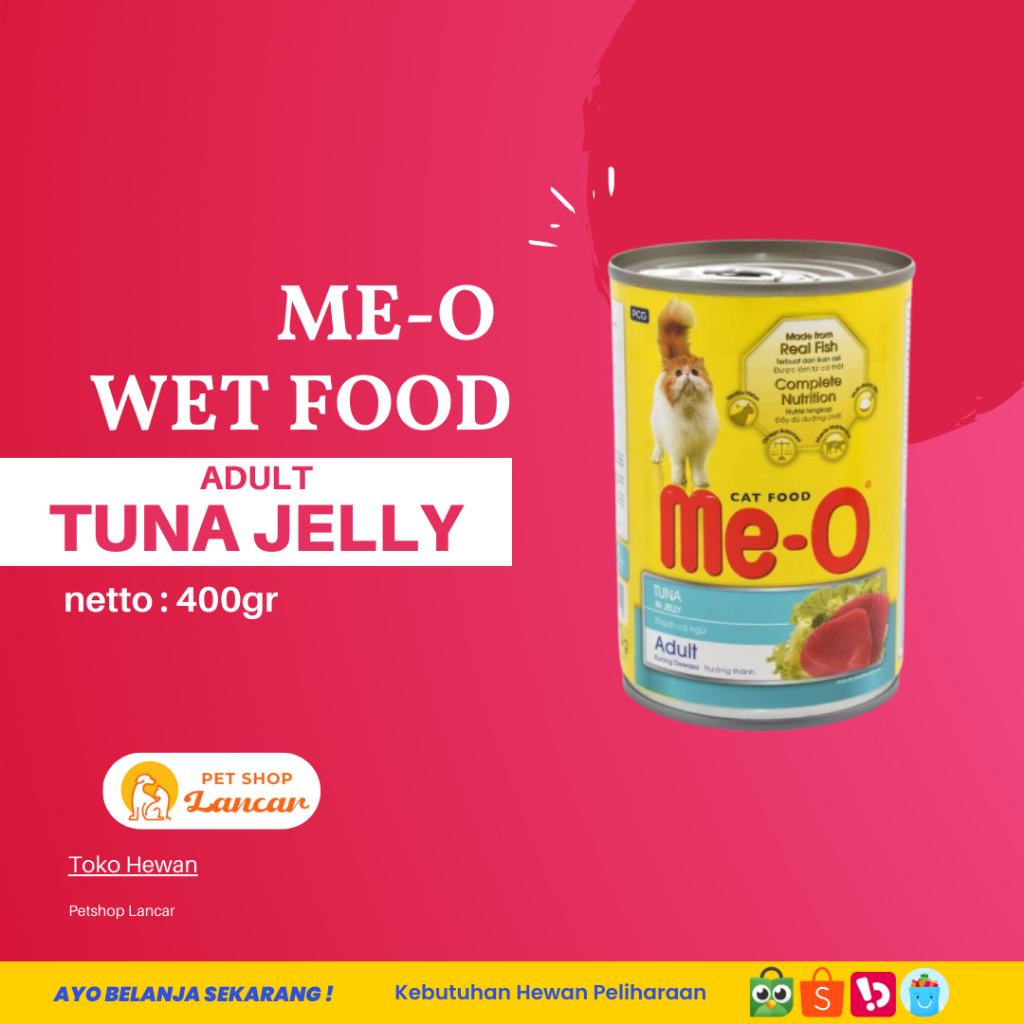 Me-O Tuna Kaleng 400gram Makanan Kucing Meo Basah Kornet