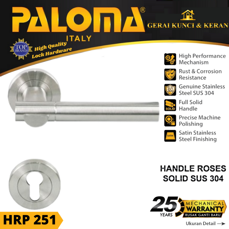 PALOMA HRP 251 Handle Pintu Roses Solid Stainless Lever Gagang Door