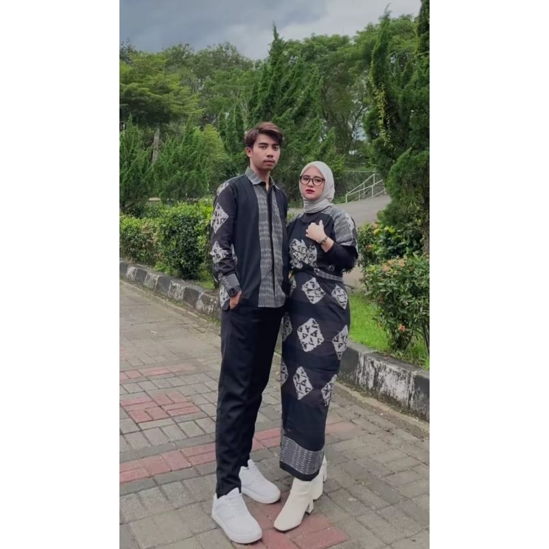 Pakaian Tenun Etnik Set Couple Kondangan | Dress-Kemeja Tenun Etnik Motif Nusantara