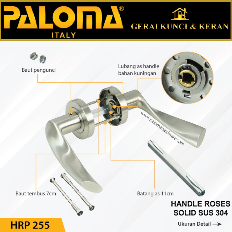 Handle Pintu Roses PALOMA HRP 255 LHS SALVIO STAINLESS STEEL