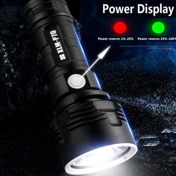 (Bisa COD) Paket Lengkap Senter LED High Power XLM P70 50W 1000 Lumens USB Rechargeable Waterproof