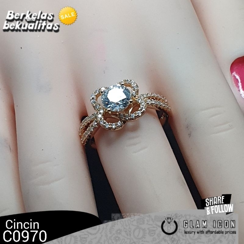 Cincin Wanita motif bunga empat satu mata G0970