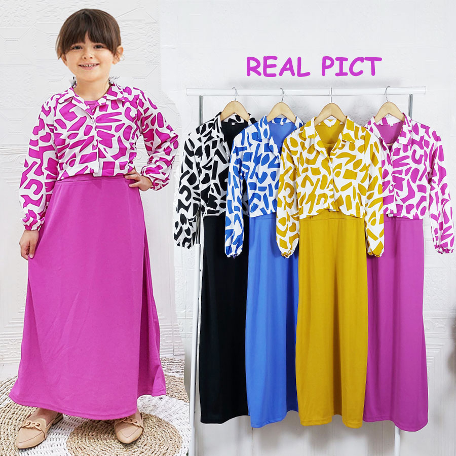 SET AGILAH BLAZER SET GAMIS RUFFLE KOMBINASI ROMPI ANAK PEREMPUAN 2-13tahun BY GL FASHION