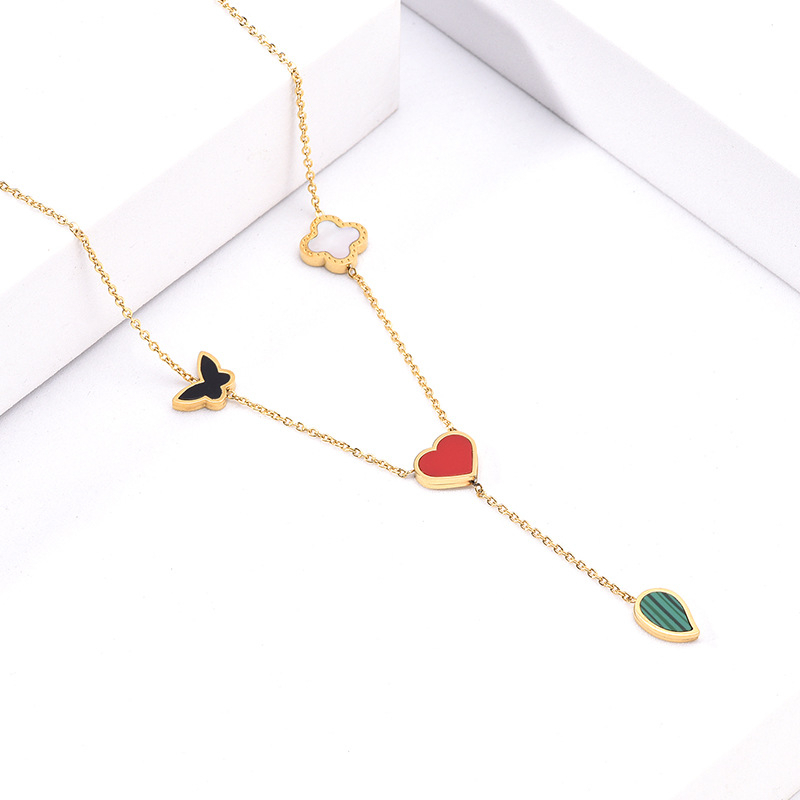 Kalung love kupu warna titanium anti karat harga grosir bisa cod