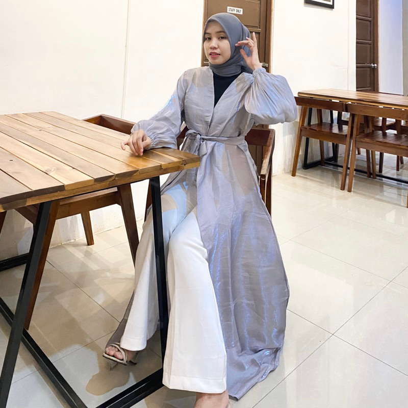 Outer Shimmer Dress Silk Abaya Shining