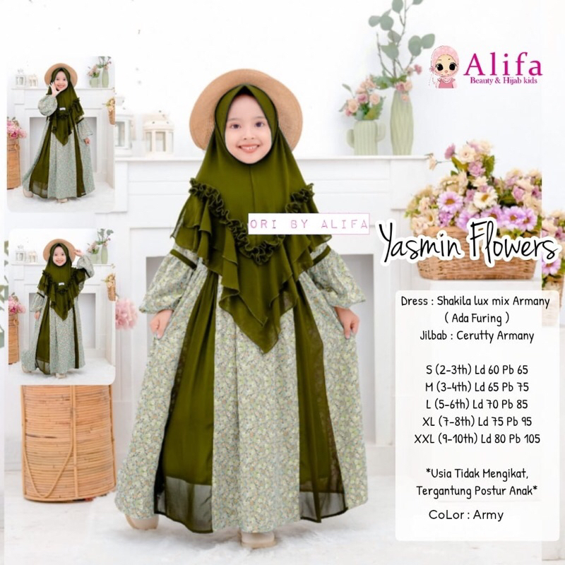 YASMIN FLOWERS DRESS KIDS (Gamis Anak) by Alifa