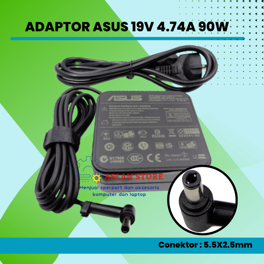 AC Adapter Charger Casan Asus 19V 4.74A 90W 5.5x2.5mm N56DP N56V N56VJ Q301 Q301L Q301LA Q400A Q550 Q550L Q550LF Q551LN R500A R500N R500VD