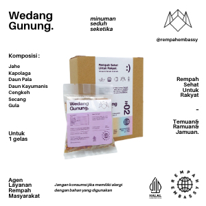 

Minuman Jahe - Wedang Gunung - Kemasan siap seduh - Untuk satu gelas