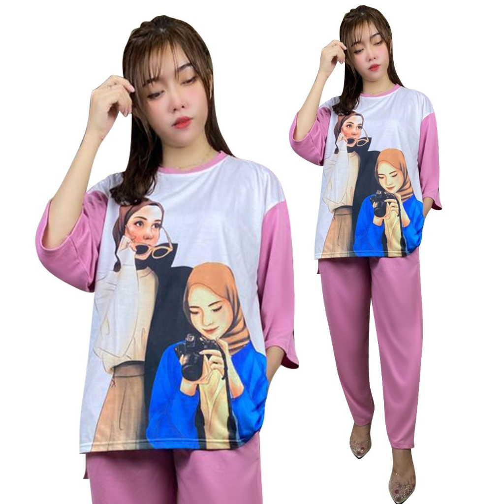 PROMO LEBARAN LD 120 SETELAN WANITA ONESET CELANA WANITA DAN ATASAN WANITA OVERSIZE VIRAL