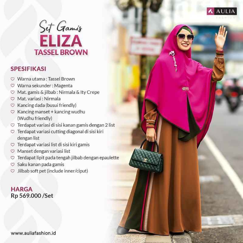 Set gamis ELIZA TASSEL BROWN AULIA FASHION