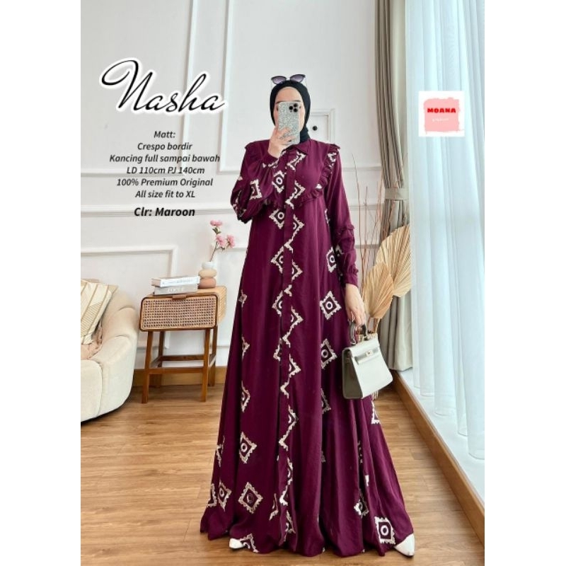 THR BAJU LEBARAN, Nasha, Gamis Wanita Jubah kekinian cantik Baju Muslim