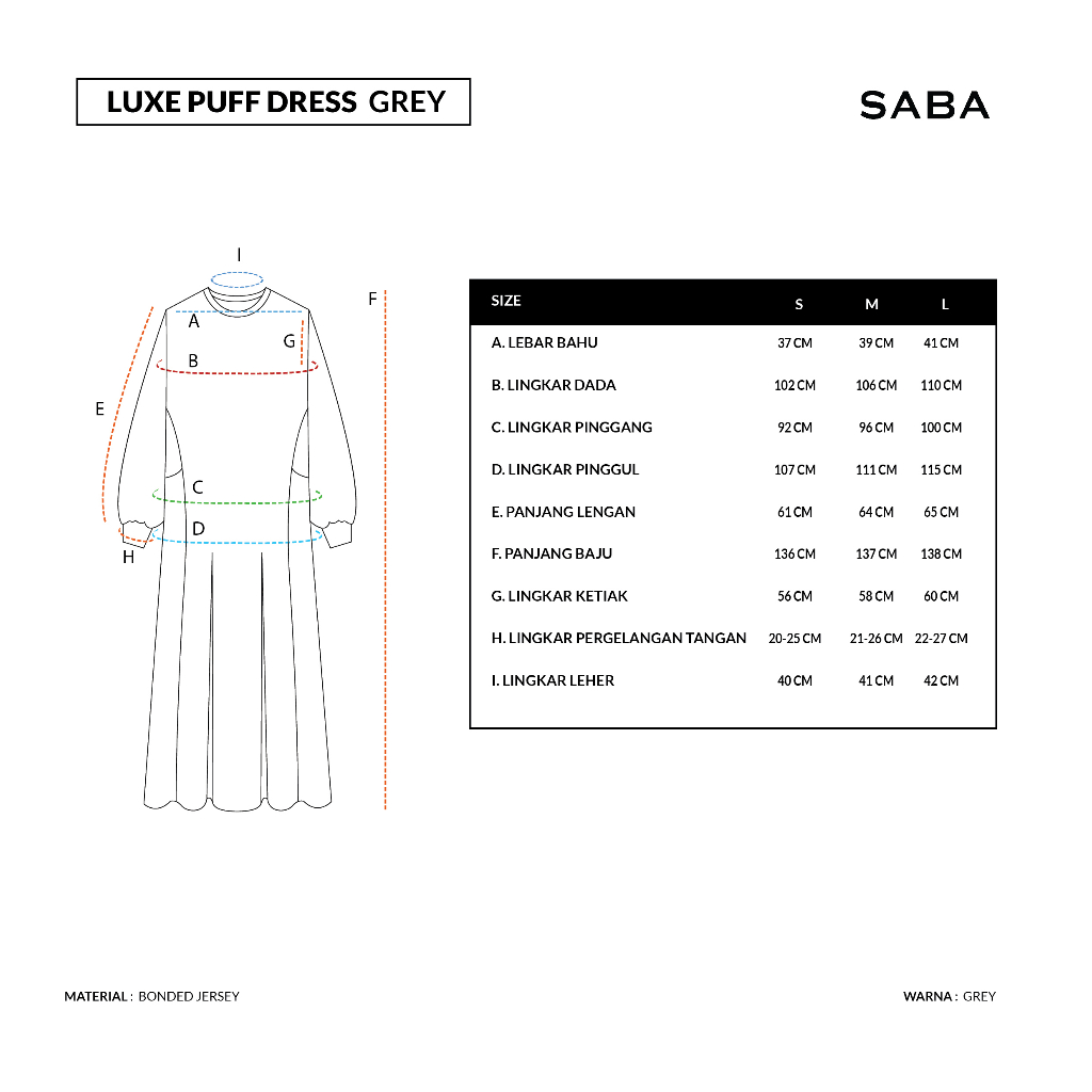 Saba Luxe Puff Dress Grey