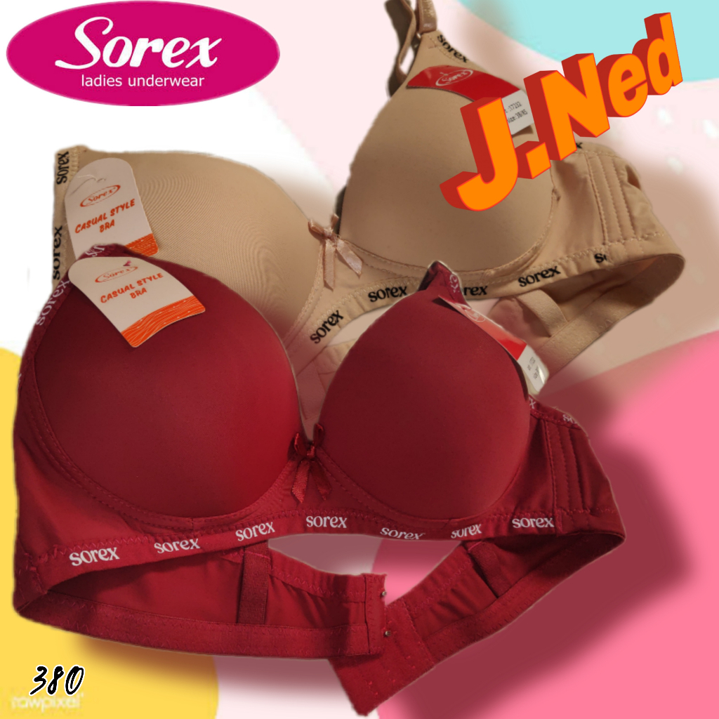 J380 Bra Wanita Sorex Busa Tanpa Kawat Cup A Size 34a - 40a Dua Pengait