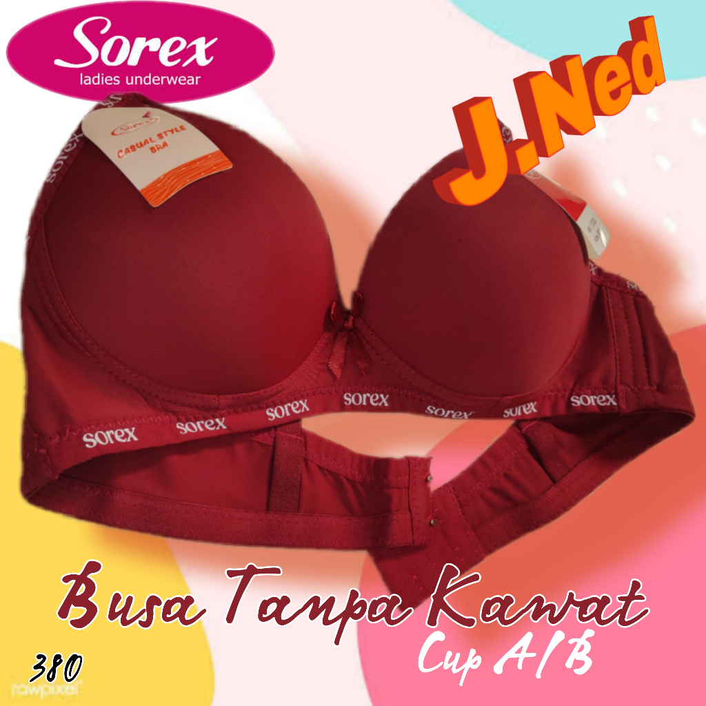 J380 Bra Wanita Sorex Busa Tanpa Kawat Cup A Size 34a - 40a Dua Pengait