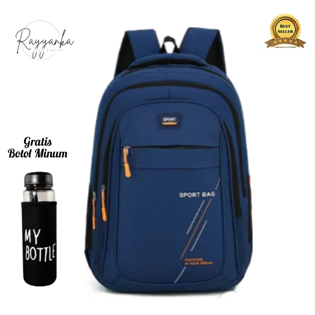 Tas Ransel Backpack Pria Model Xv1 SpBagg Gratis Botol Minum Untuk Sekolah Kuliah Dan Kerja