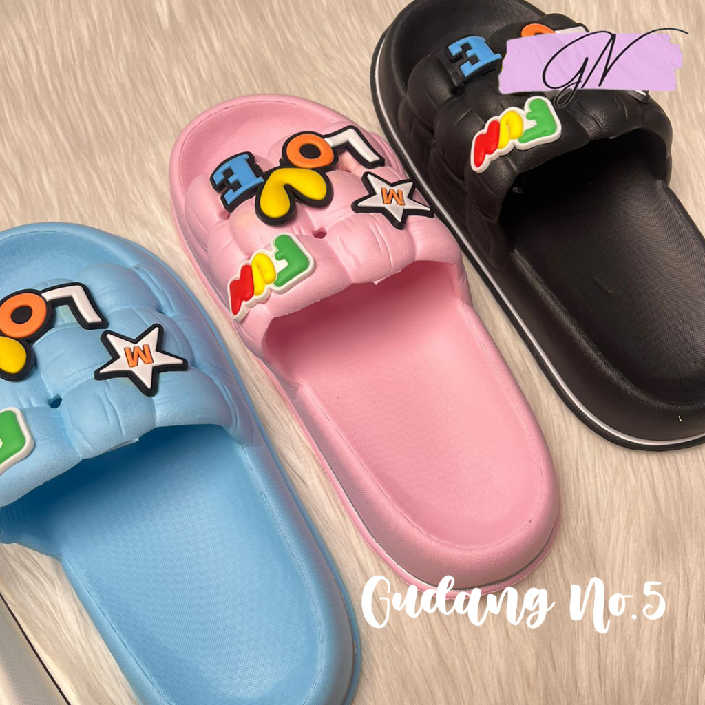 GN-6018+15 Sandal Selop EVA Anti Slip Wanita dengan Jibbitz Import Yesplus