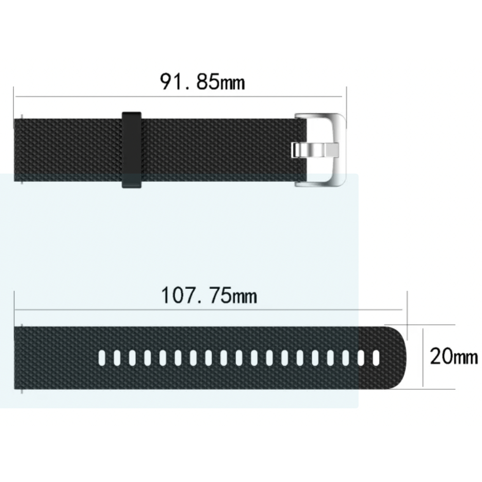 SBF Strap Amazfit Zepp E Square / Circle - Tali Jam 20mm Rubber Silikon Grey Buckle