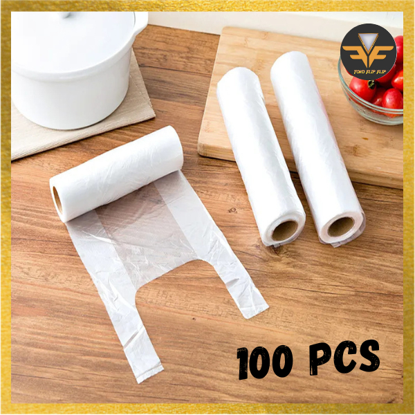 Kantong Plastik Kresek isi 100 Pcs Bening Roll Gulungan Plastik Transparan Pack 100 Lembar Plastik Belanja Buah Pasar Serbaguna TERMURAH TERLARIS