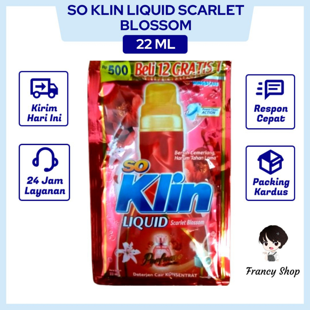 So Klin Liquid Scarlet Blossom Deterjen Cair Sachet 22 ml