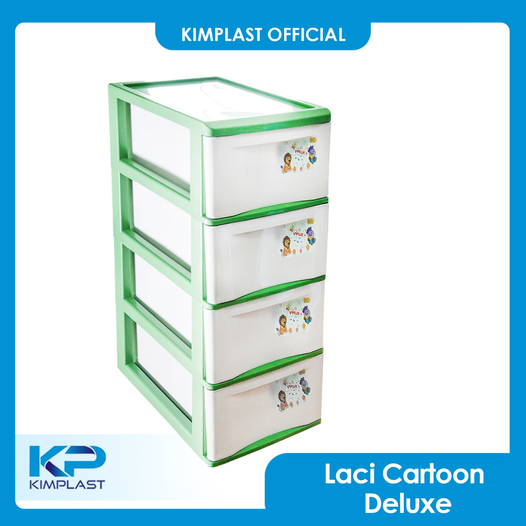 KIMPLAST Laci Cartoon Deluxe Susun 4/ Laci Plastik Susun 4/ Lemari Pakaian Plastik/ Lemari Plastik S