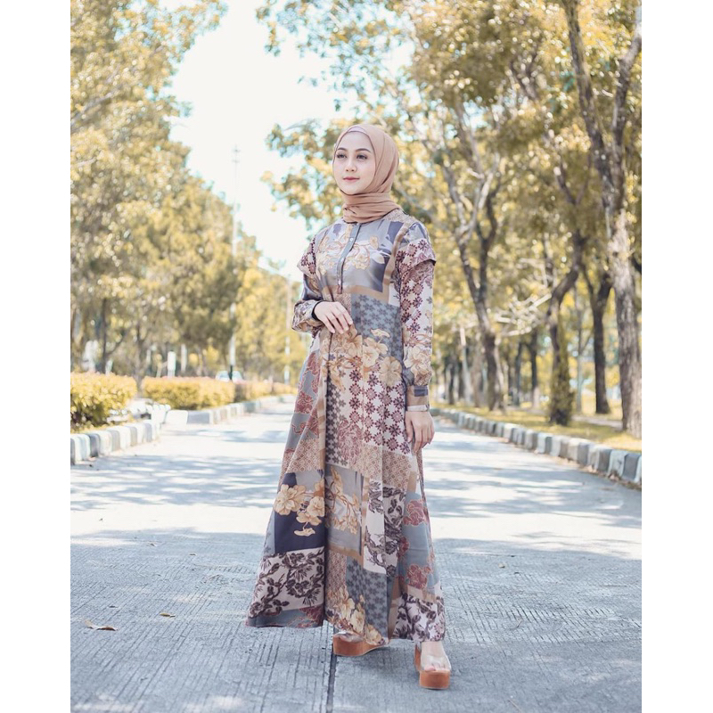 dress chanel silk gamis maxmara gamis premium baju Lebaran Wanita gamis jumbo