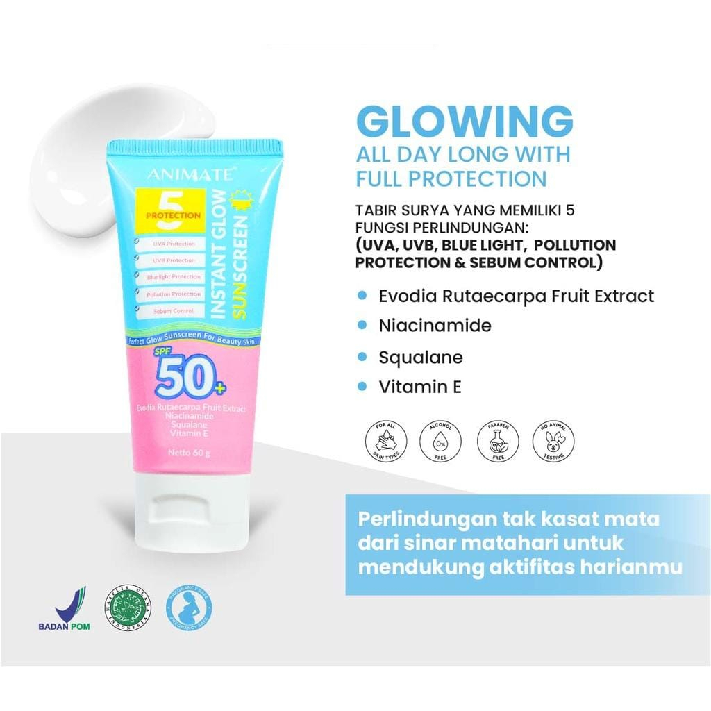 Animate Instant Glow Sunscreen 5 Protection SPF 50+  60gr