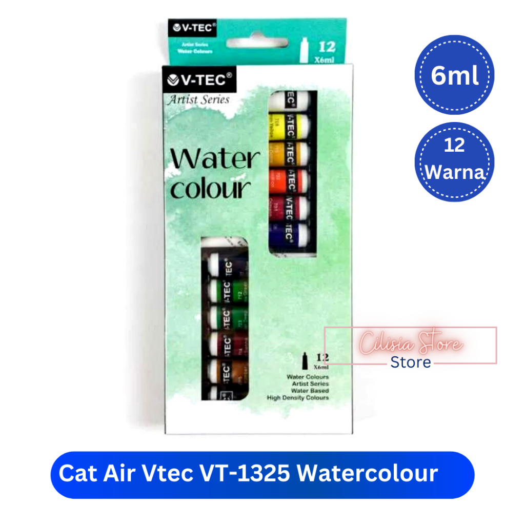

V-Tec Watercolour VT-1325 Tube 6ml 12 Warna / Cat Air Vtec Water Color