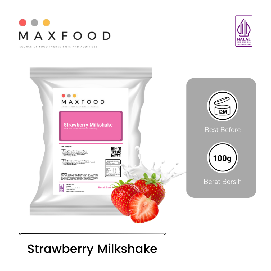 

Strawberry Milkshake Minuman / Bubuk Minuman Milkshake Rasa Stroberi 100 GR