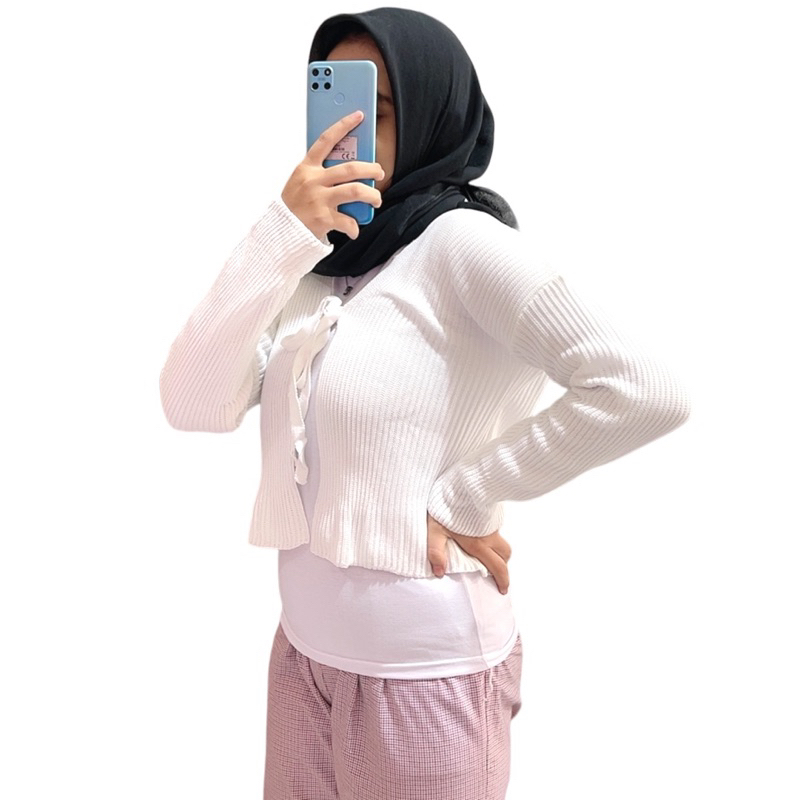 Emilly Cardigan Rajut Lengan Panjang Wanita Atasan Crop Top Knit