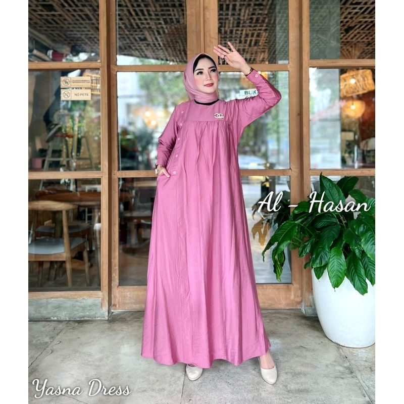 YASNA DRESS by Alhasan / GAMIS POLO LINEN PREMIUM / DRESS LEBARAN VIRAL