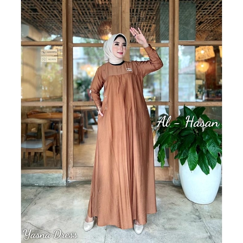 YASNA DRESS by Alhasan / GAMIS POLO LINEN PREMIUM / DRESS LEBARAN VIRAL