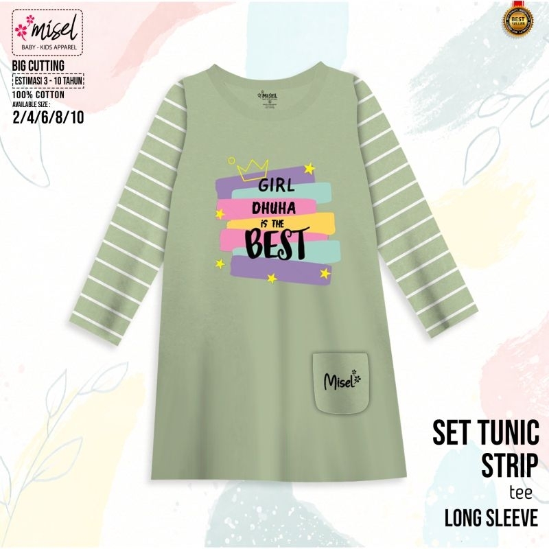 Baju Dress Tunik Kaos Anak Perempuan Cewek Lengan Panjang Misel Long Tunik Usia 2 3 4 5 6 7 8 9 Tahun