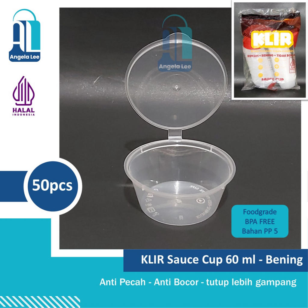 KLIR Sauce Cup Tempat Saus Sambal Thinwall Cup Plastik 25/35/60ml 50pcs Anti Pecah Bocor