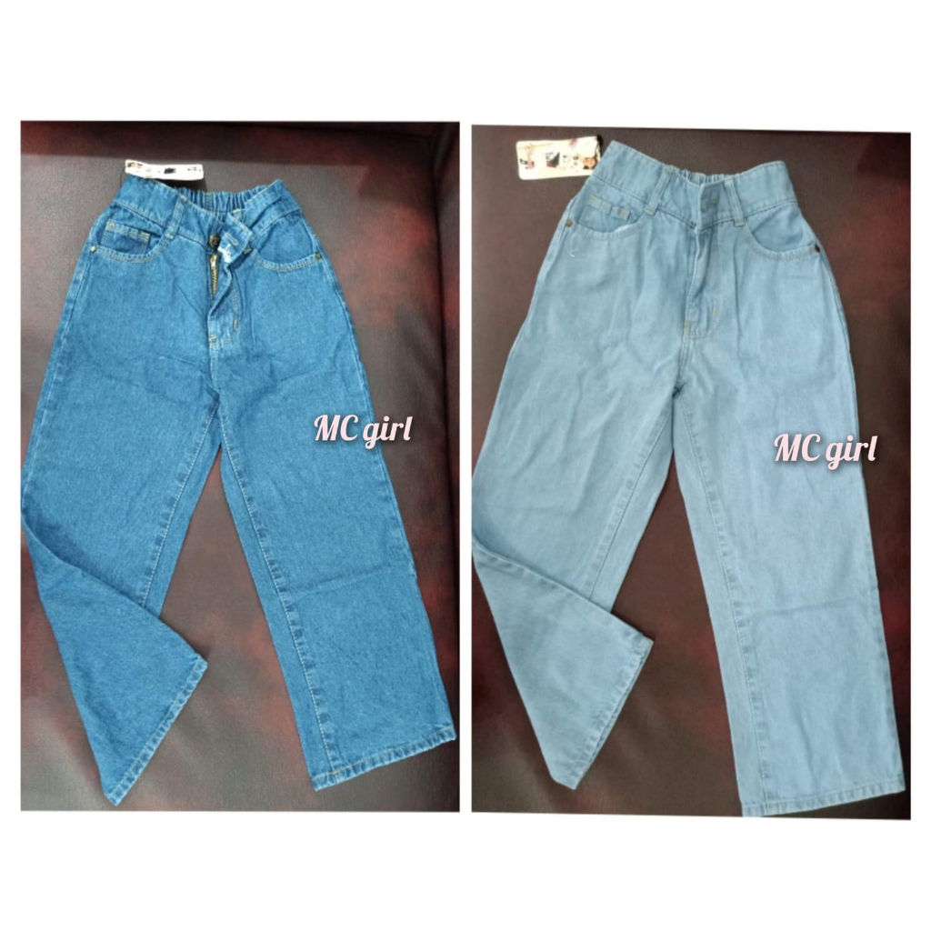 ( Size 24 - 26 ) MC girl - Kulot Rawis Pinggang Karet Anak Tanggung / Kulot Jeans Kancing 1 / Celana Jeans Kulot Boyfriend Rumbai Anak Perempuan