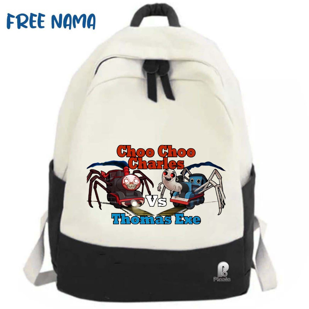 TAS RANSEL BACKPACK ANAK SEKOLAH MOTIF KARAKTER KARTUN CHOO CHOO CHARLES VS THOMAS EXE UNISEX (FREE NAMA)