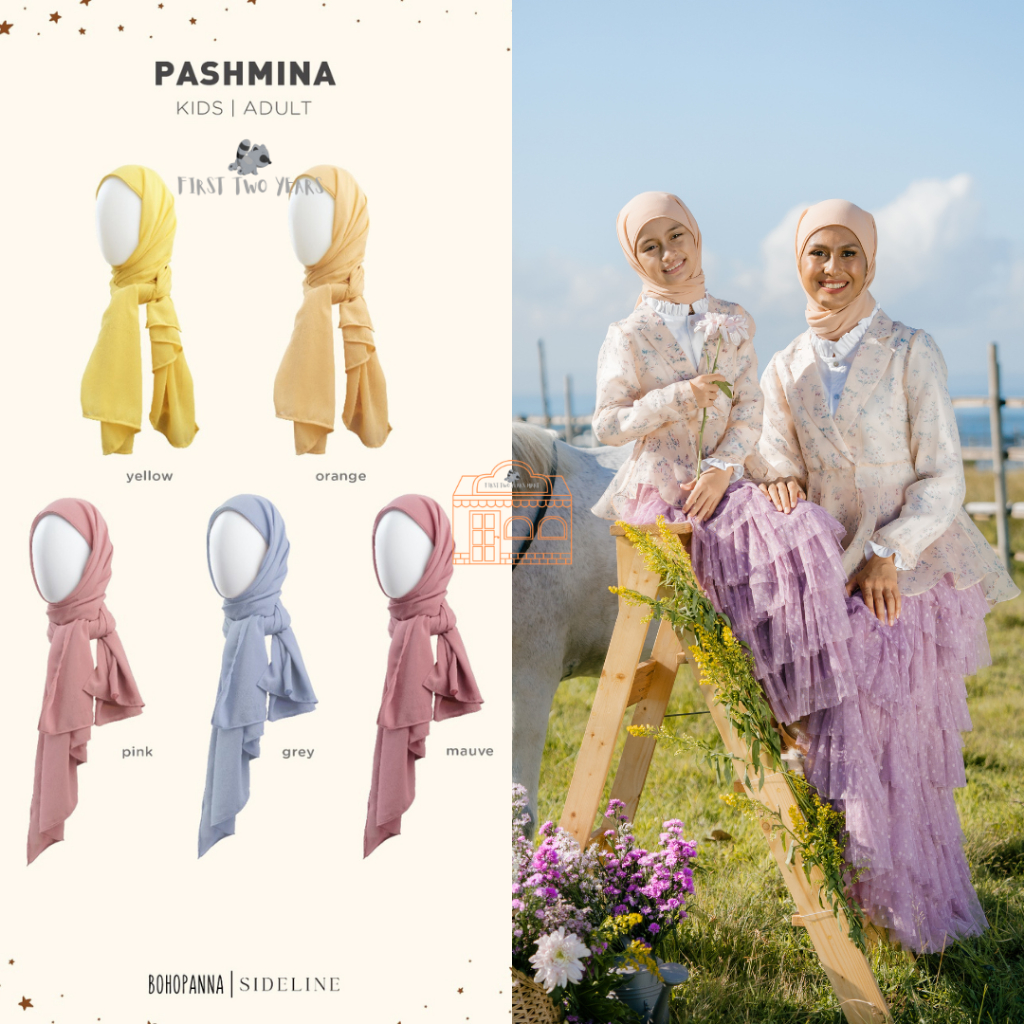 Bohopanna X Sideline - Instant Pashmina Kids Adults / Pashmina Hijab Instan Anak Dewasa