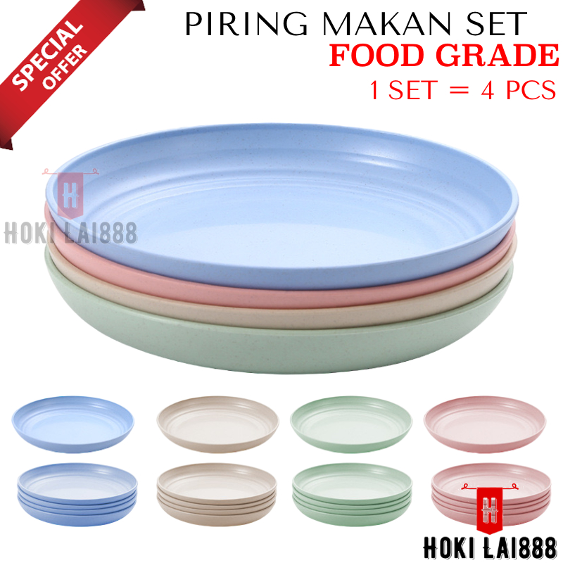 [HKL] PIRING MAKAN BAHAN WHEAT STRAW 1 SET ISI 4 PCS / PIRING MAKAN JUMBO / PIRING SAJI UKURAN 23CM 25CM / DINNER PLATE / PIRING MAKAN BULAT / PIRING MAKAN SERAT JERAMI GANDUM