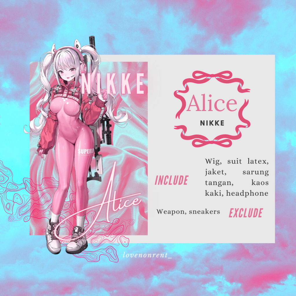 NIKKE Alice Costume Cosplay Rental Fullset (Kostum Cosplay NIKKE Alice Sewa Fullset)