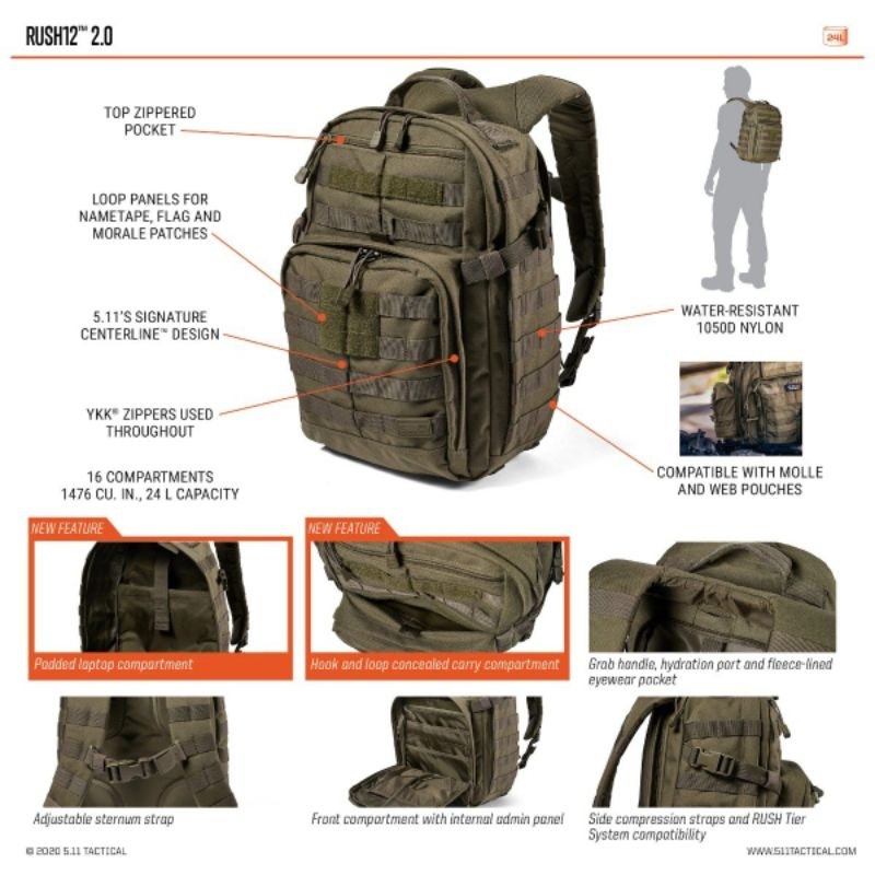 5.11 Rush 2.0 Backpack Original Tas Militer Tas Army