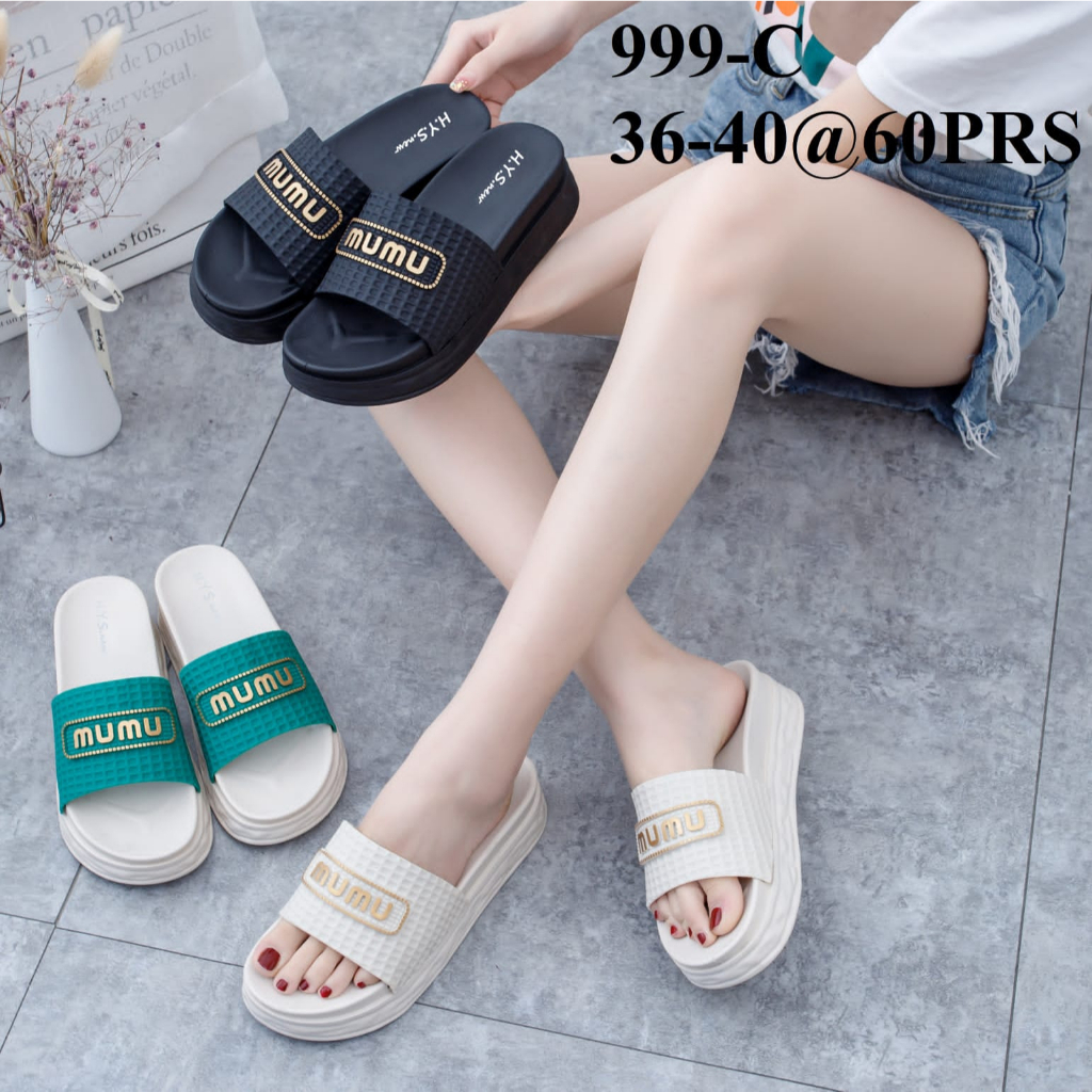 Sandal wedges wanita selop kekinian import