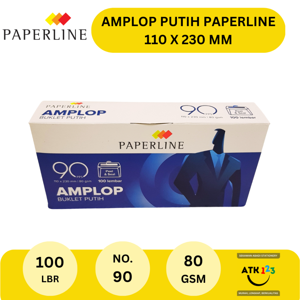 

Amplop Paperline Amplop Putih No. 90 110x230mm 80 gram Paperline Perekat / Amplop Uang / Amplop Surat