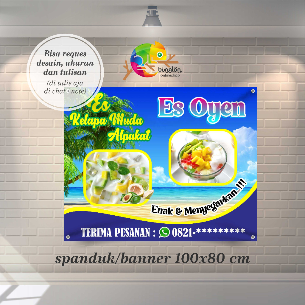 100x80 Spanduk Banner Es Oyen & Es Kelapa Alpukat