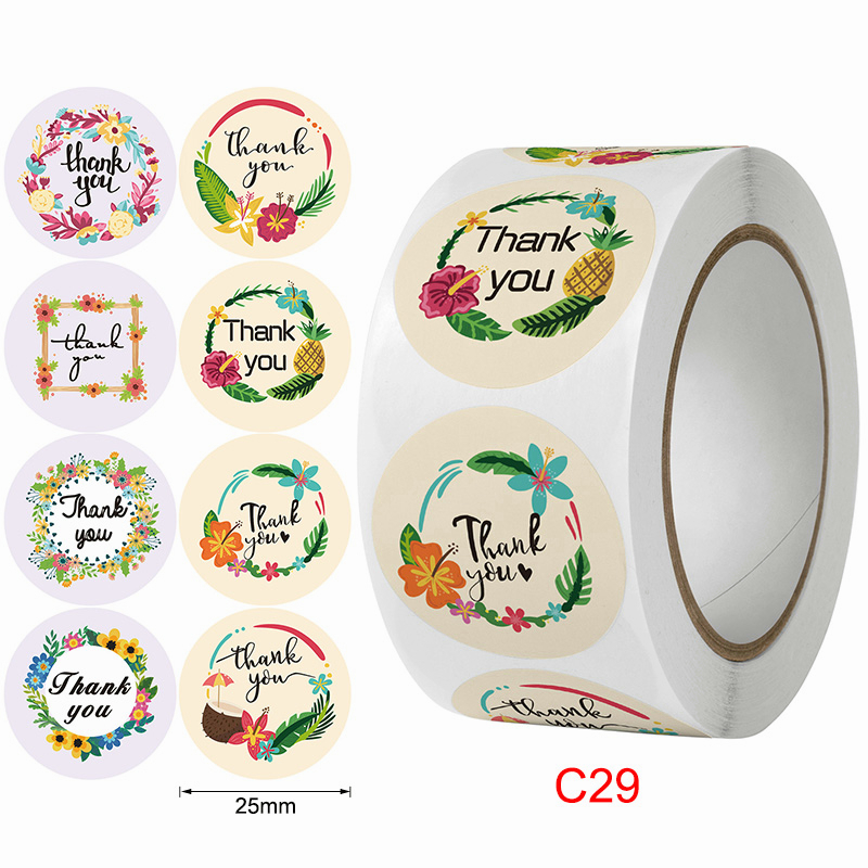 COD✨500 PCS / 1 ROLL STIKER TERIMA KASIH / STICKER THANK YOU Stiker Terima Kasih gs-36#baru🌟C29-2.5cm