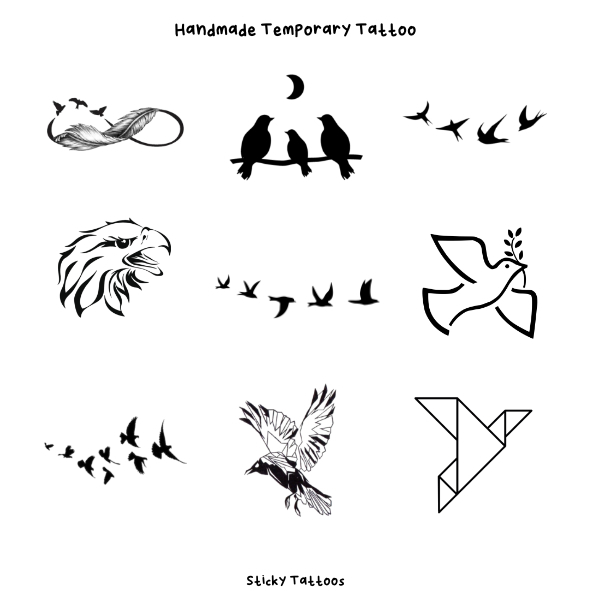 ST03 1-9 |  Sticky tattoos tato temporary custom gambar burung kecil