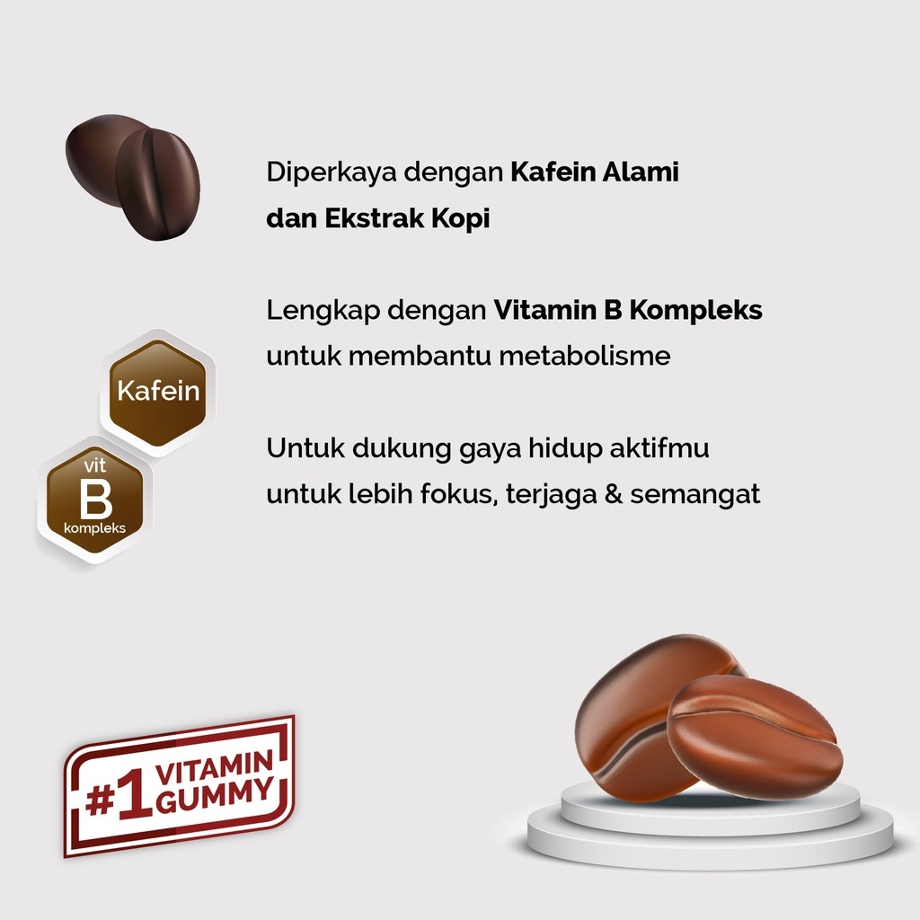 Youvit Kafe G Gummy 7Day 28gr Gummies Rasa Kopi Youvit Permen Kopi Energy Booster WHS