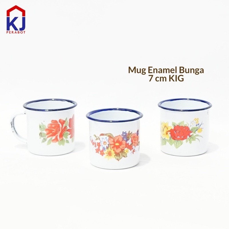 Mug Enamel 7cm Kembang jadul